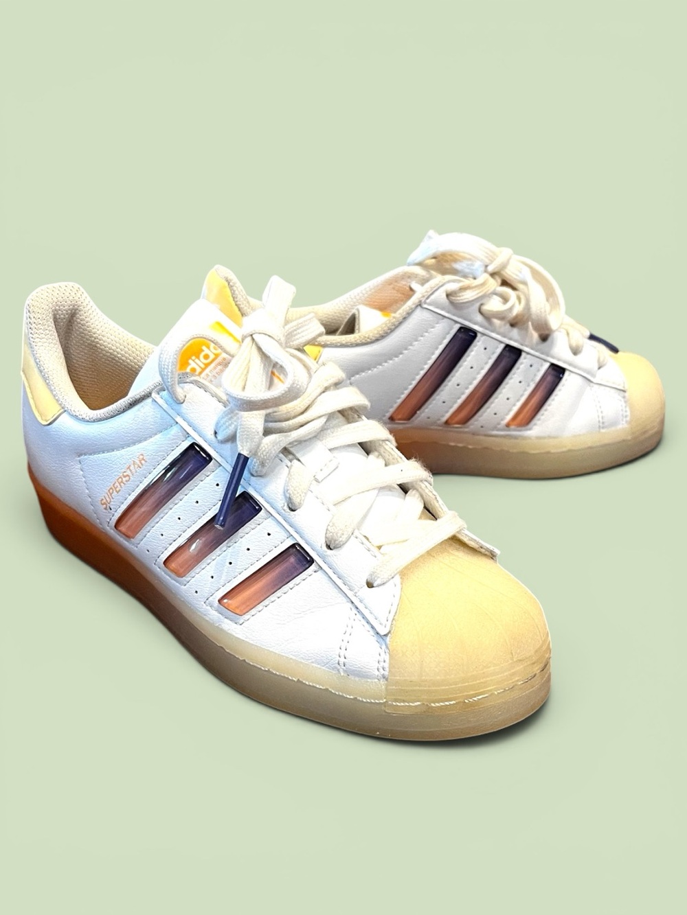 Adidas Superstar White Iridescent Shell Toe Sneakers Size 5